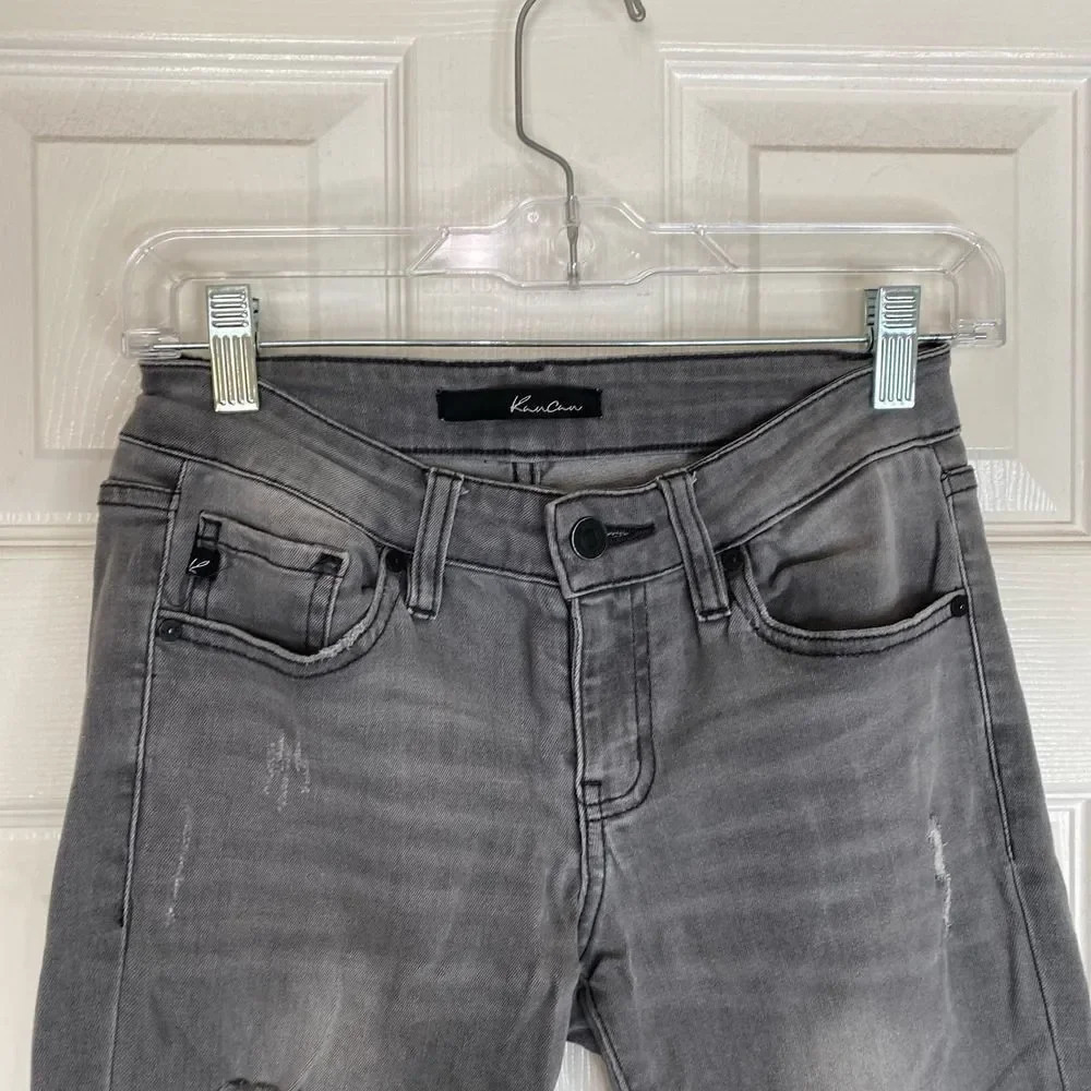 KANCAN Jeans Low Rise Moto Skinny Distressed Gray KC8201GR Size 1 / 24W - Picture 3 of 8